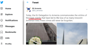 Read more about the article Open letter to EU Ambassador Andrea Wiktorin after avoiding to use the term “Armenian Genocide” on 24. April, 2020