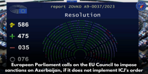 Read more about the article European Parliament calls on the EU Council to impose sanctions on Azerbaijan, if it does not implement ICJ’s order